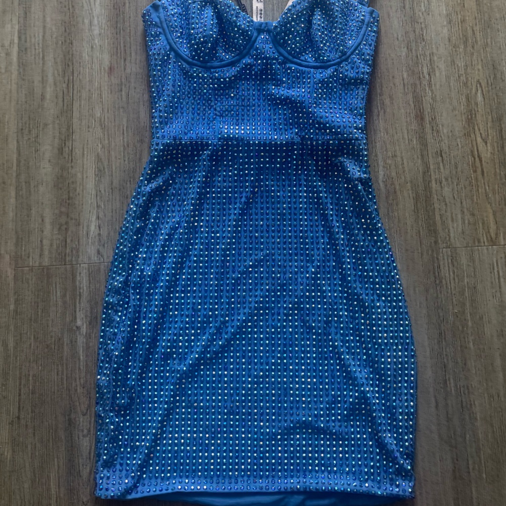 Oh Polly Sparkling Blue Mini Dress